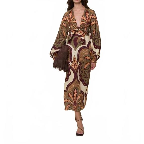 JOHANNA ORTIZ Dresses & Skirts - NEW JOHANNA ORTIZ across paradise ankle dress in ecru/olive/salmon